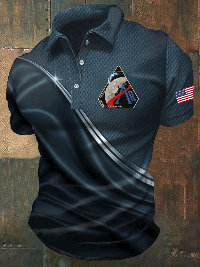 Camisa polo estampado de manga corta para hombre