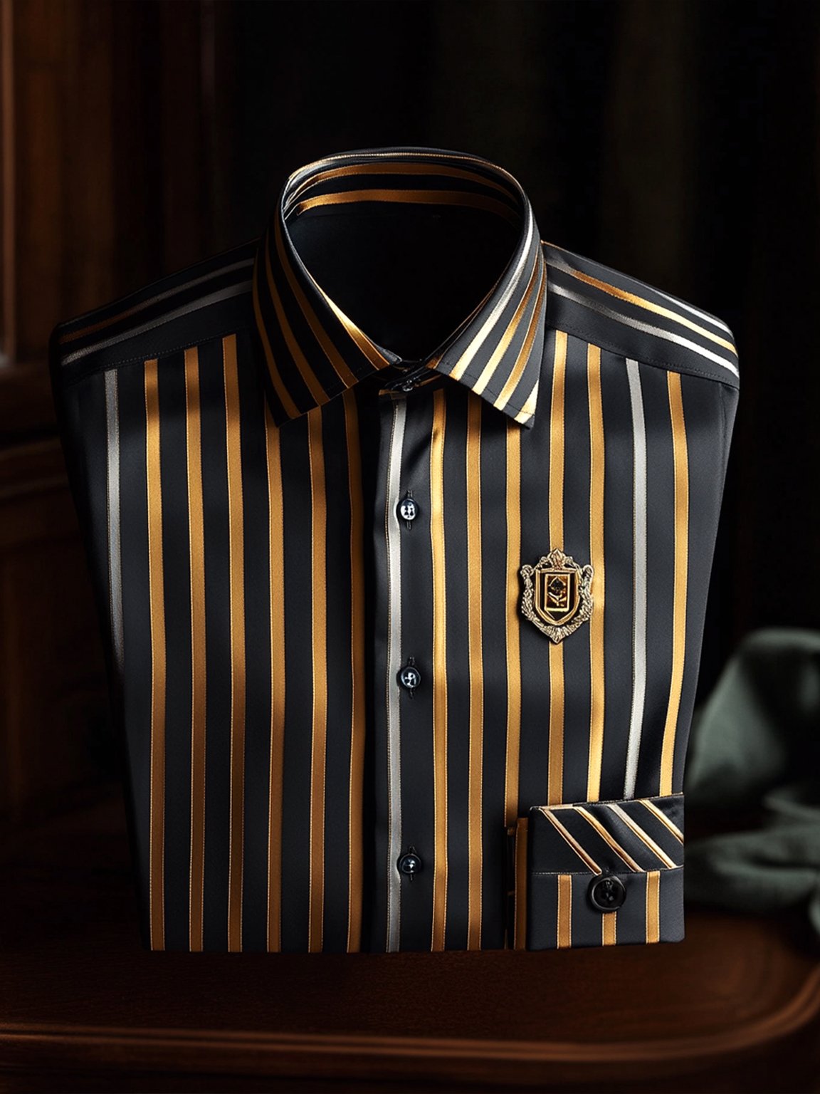 Camisa satén Luxe de manga larga con botones para hombre