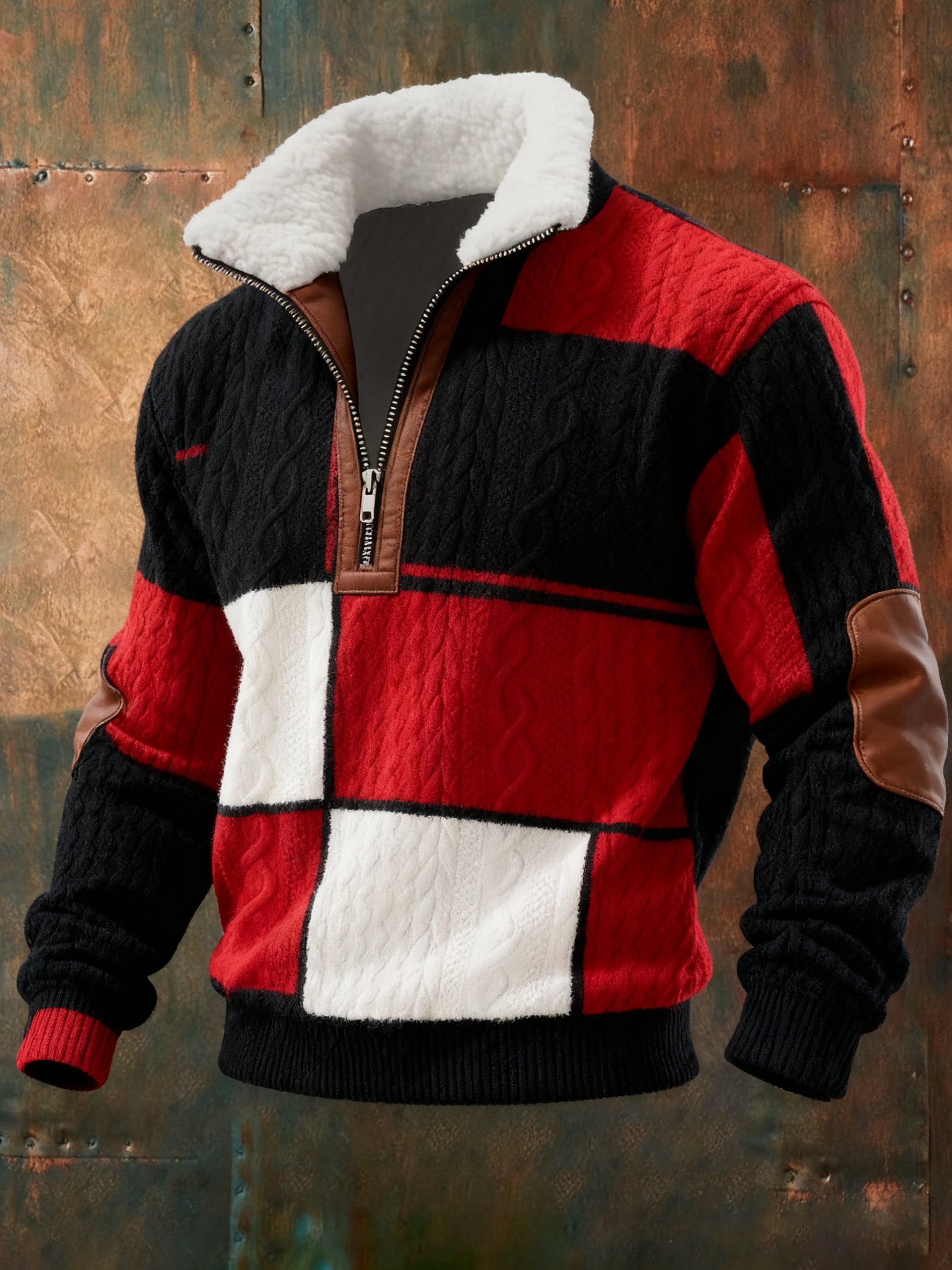 Sudadera Cable texturizado estampado casual para hombre