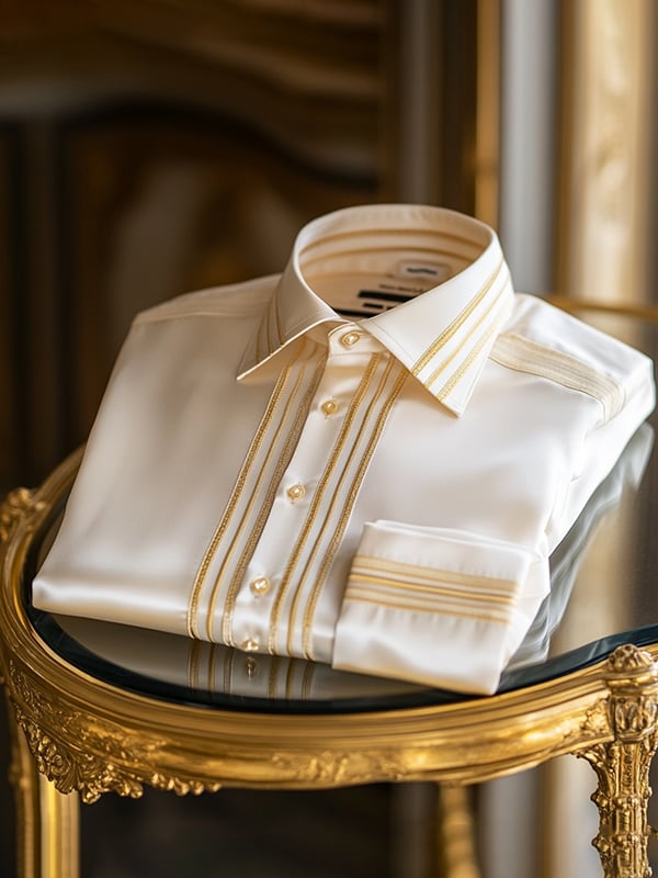 Camisa seda de lujo ejecutivo de manga larga para hombre