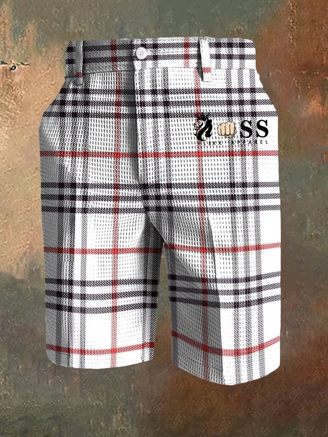 Pantalón casual a cuadros Waffle para hombre