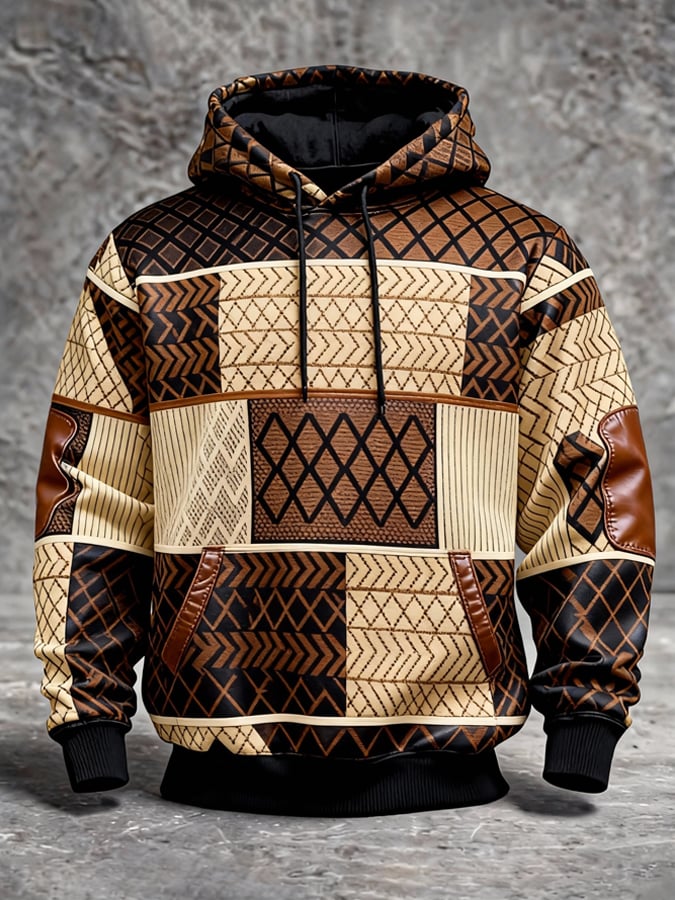 Sudadera vintage Color-Block Hooded para hombre