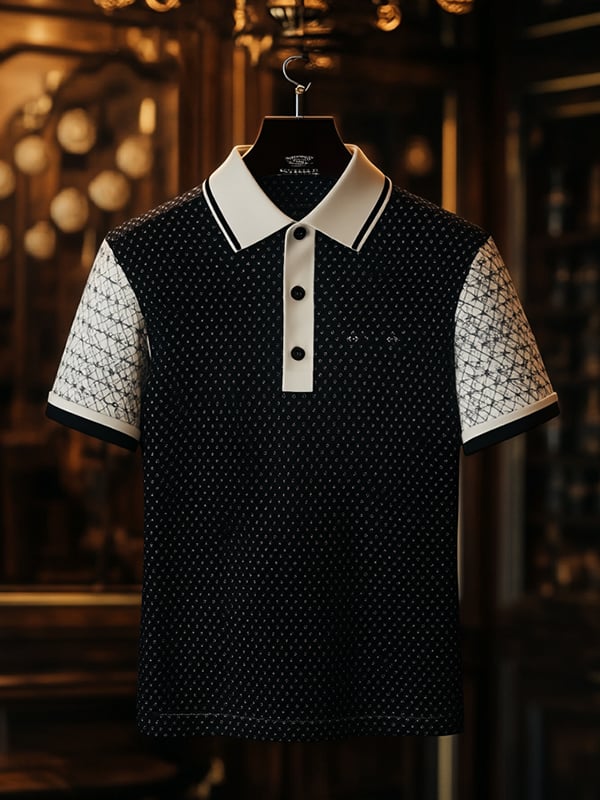 Camisa polo ejecutivo casual estampado Button de manga corta para hombre