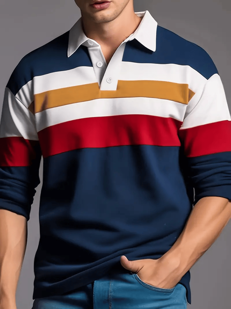 Ejecutivo casual a rayas Button Polo para hombre