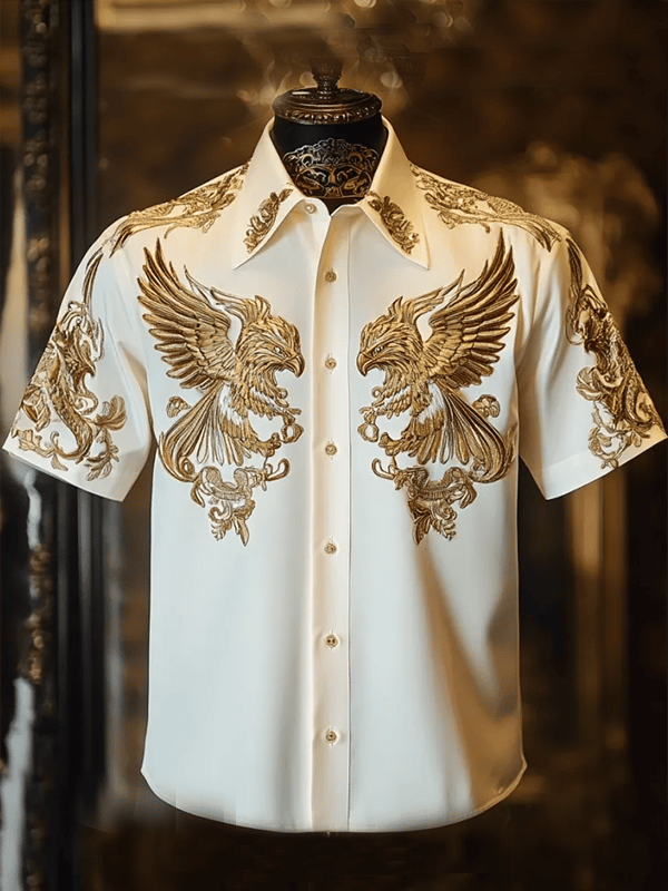 Camisa ejecutivo Luxe estampado de manga corta para hombre