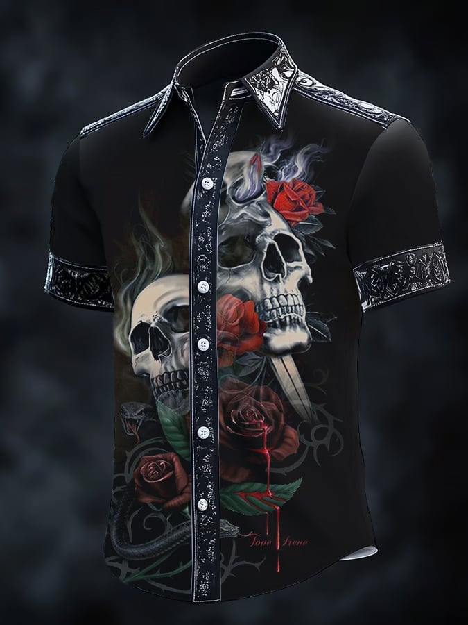 Camisa Gothic Dark de manga corta para hombre