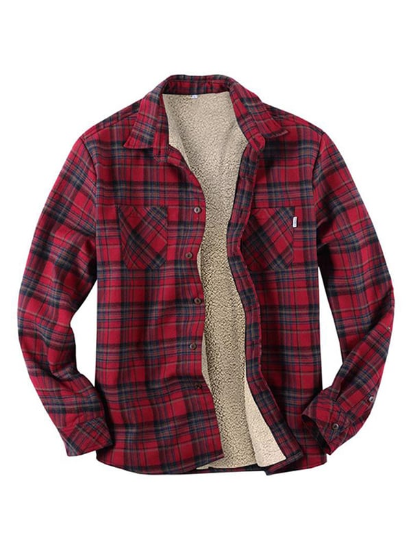 Camisa retro de moda a rayas estampado polar para hombre