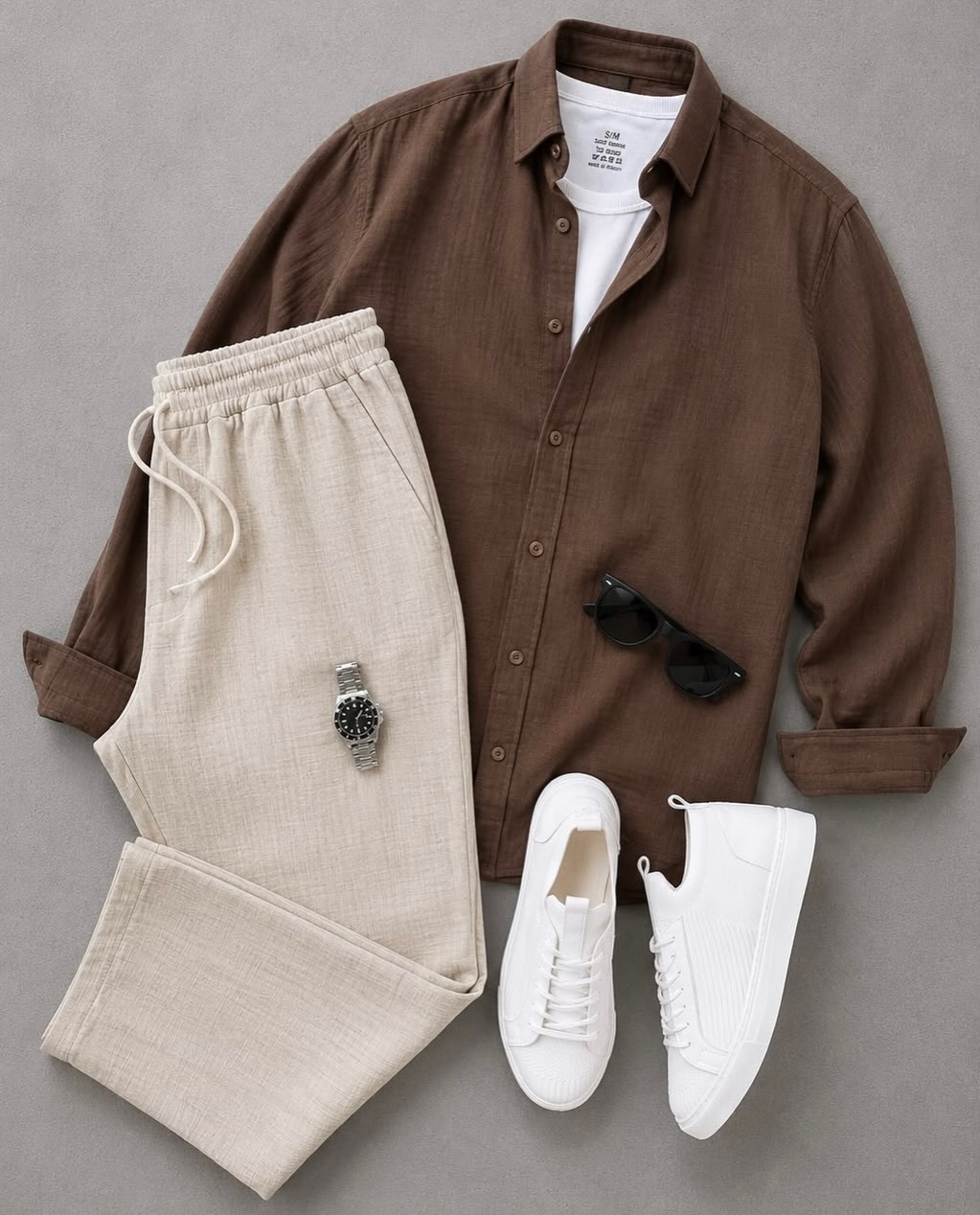 para hombre casual de manga larga camisa and Trousers Set