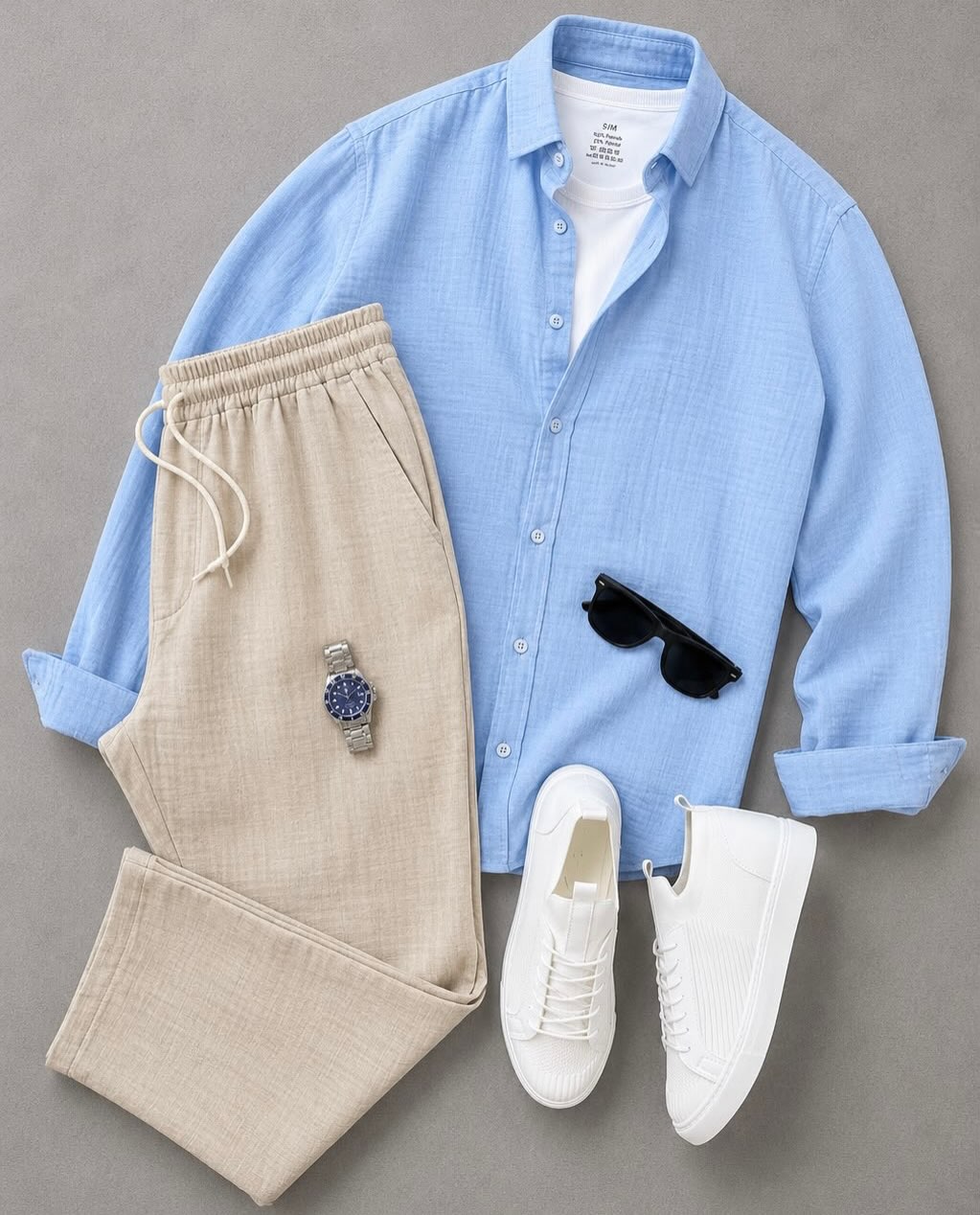 para hombre casual de manga larga camisa and Trousers Set