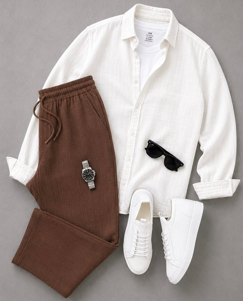 para hombre casual de manga larga camisa and Trousers Set