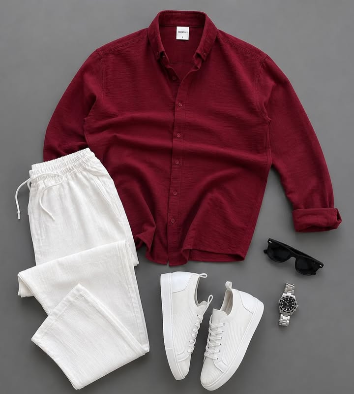 para hombre casual de manga larga camisa and Trousers Set