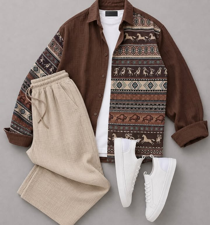 para hombre casual de manga larga camisa and Trousers Set