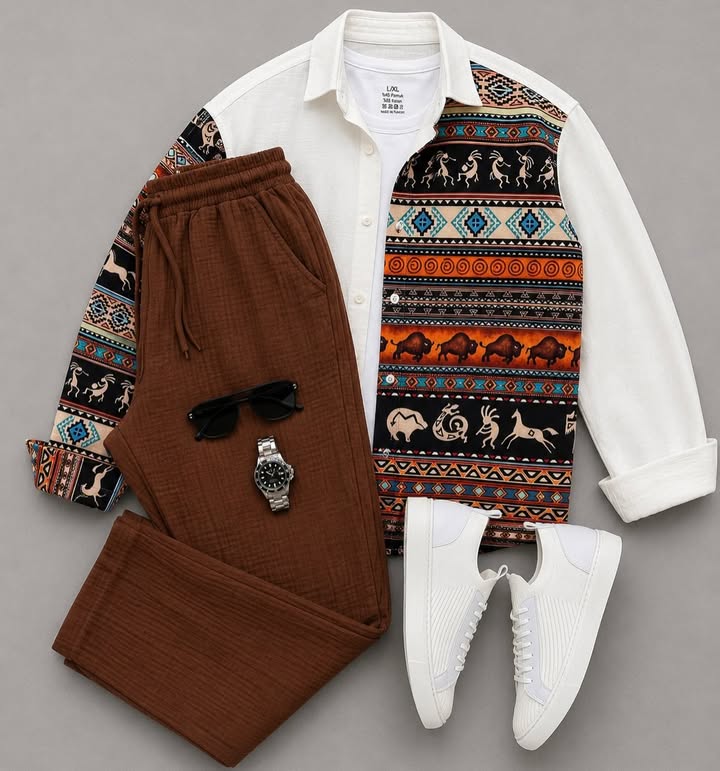 para hombre casual de manga larga camisa and Trousers Set