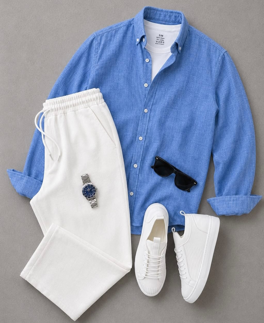 para hombre casual de manga larga camisa and Trousers Set