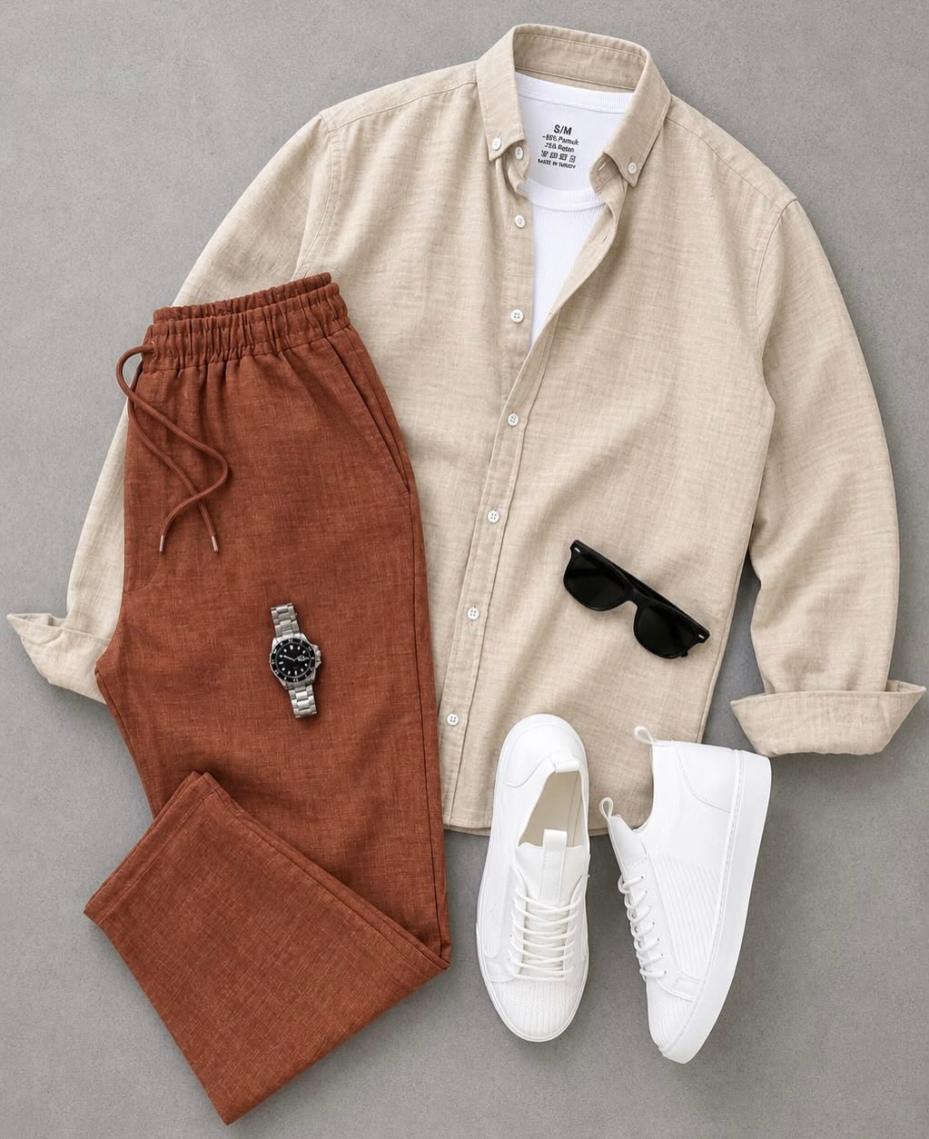 para hombre casual de manga larga camisa and Trousers Set