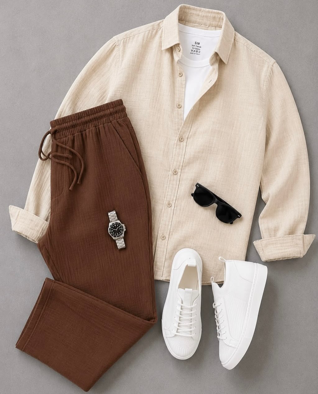 para hombre casual de manga larga camisa and Trousers Set