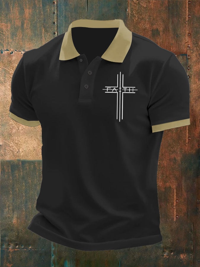 Camisa polo Faith Cross estampado para hombre