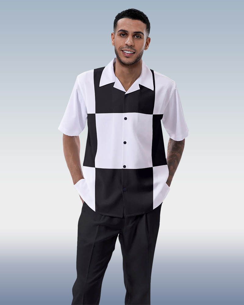 Black Block Walking Suit 2-Piece de manga corta Suit