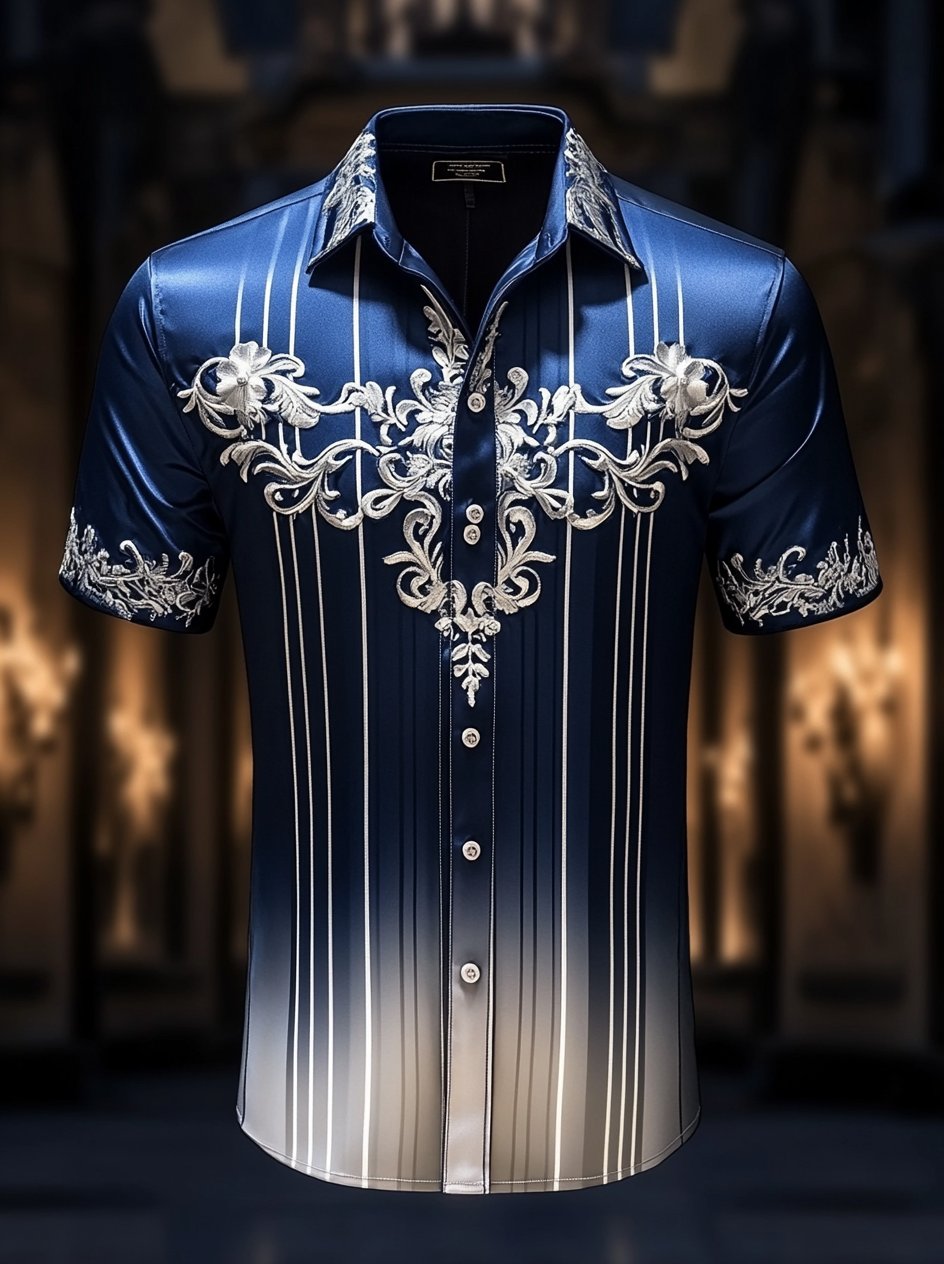 Camisa satén Luxe de manga corta para hombre