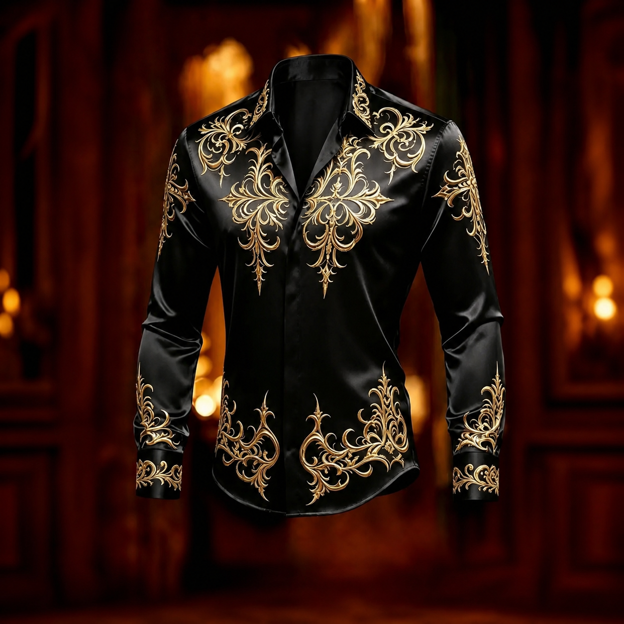 para hombre Black Gold Baroque Scroll Lapel Statement chaqueta