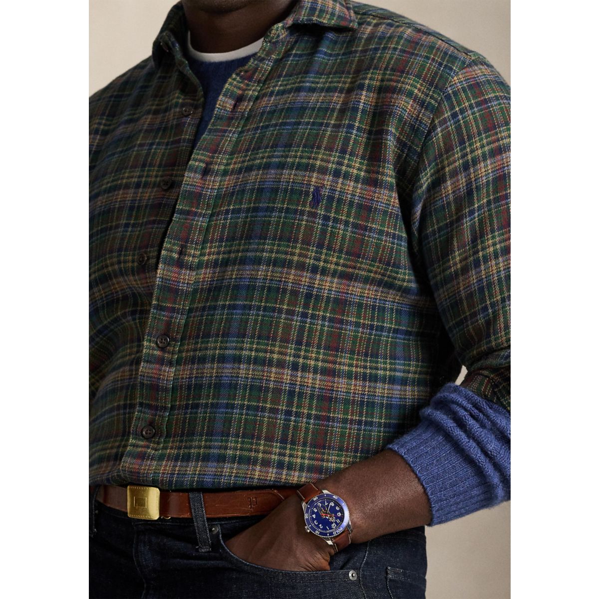 Big & Tall Plaid Brushed Flannel Shirt - 3