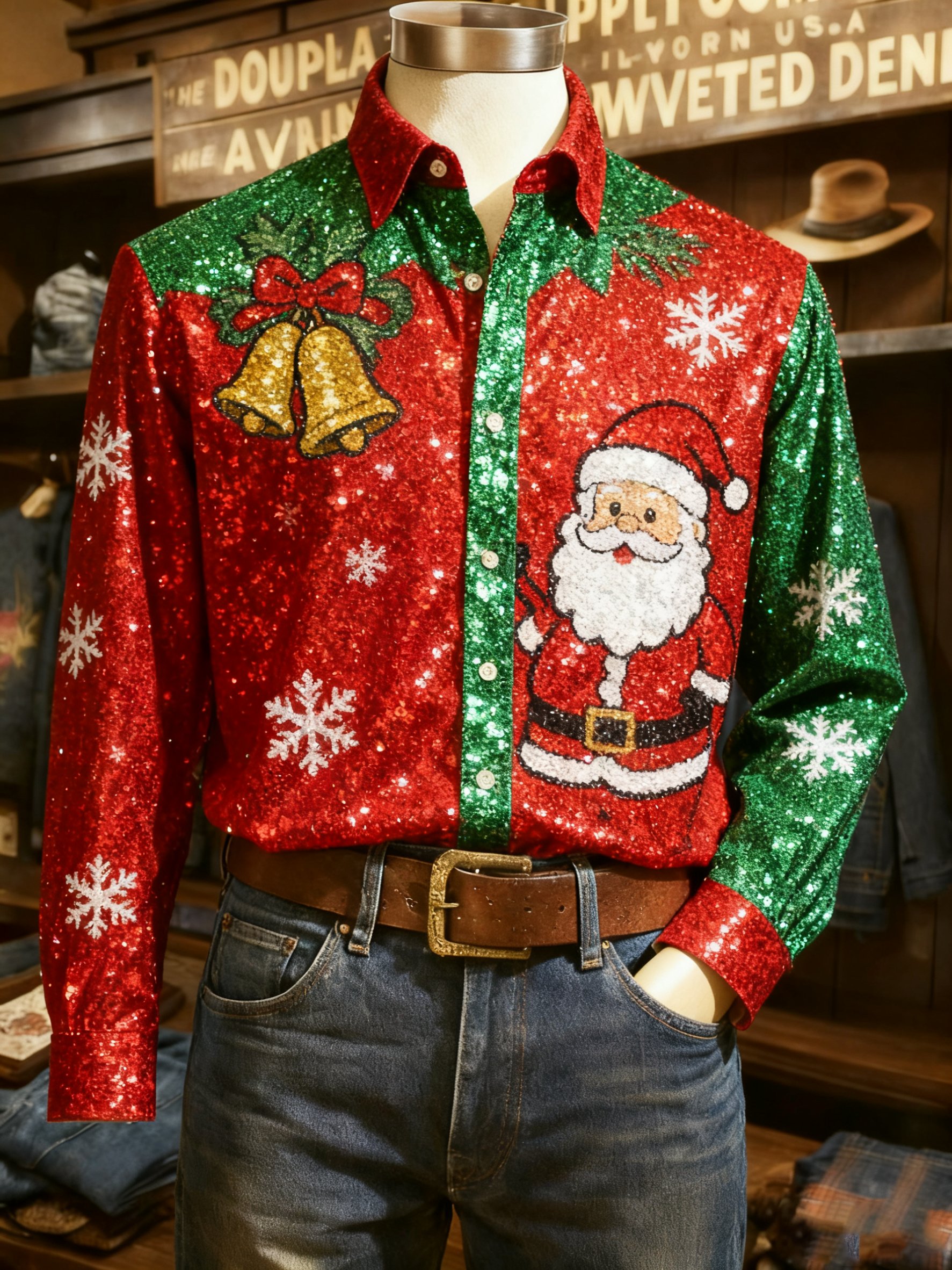 Camisa casual Christmas de manga larga para hombre