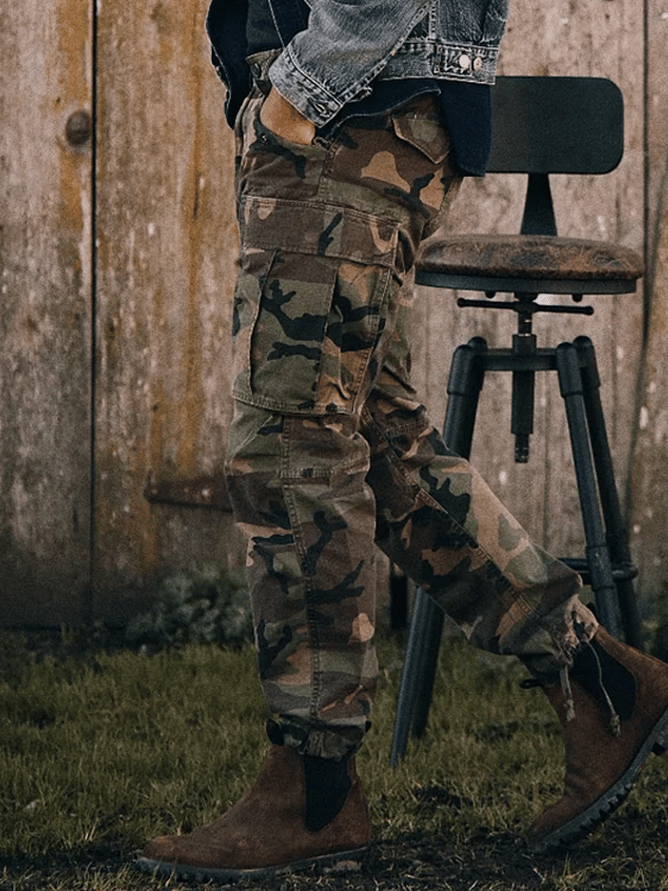 Vintage camuflaje para exterior Trousers para hombre