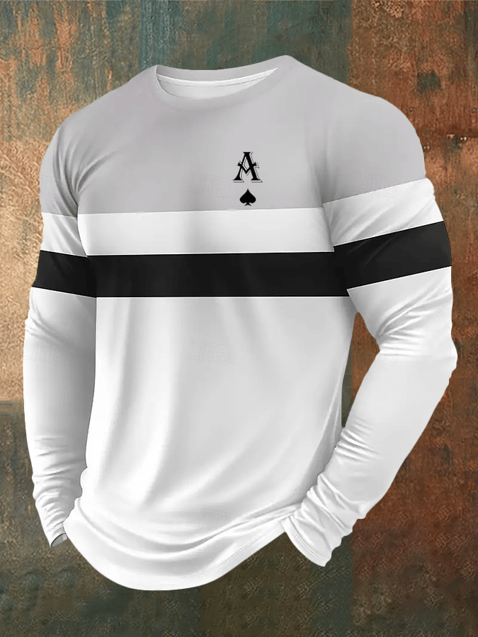 Camiseta ejecutivo casual estampado de manga larga para hombre