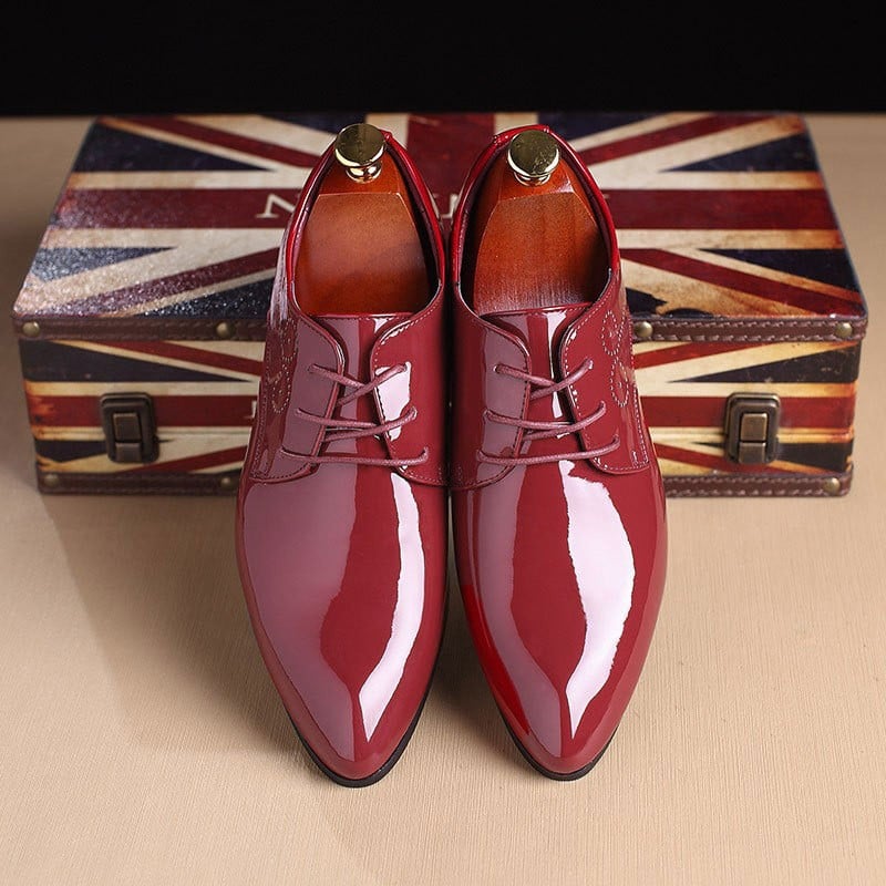 para hombre English Gentlepara hombre Glossy ejecutivo Attire Pointed PU Leather zapatos
