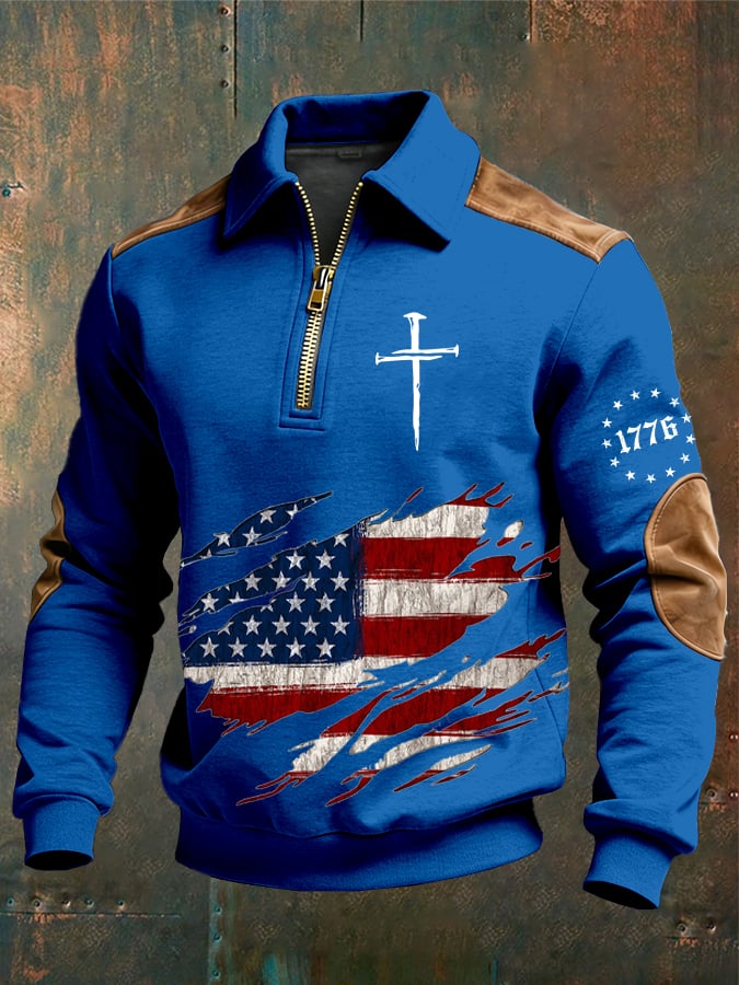 Sudadera vintage Faith Design estampado casual Zipper -Fast Shipping para hombre