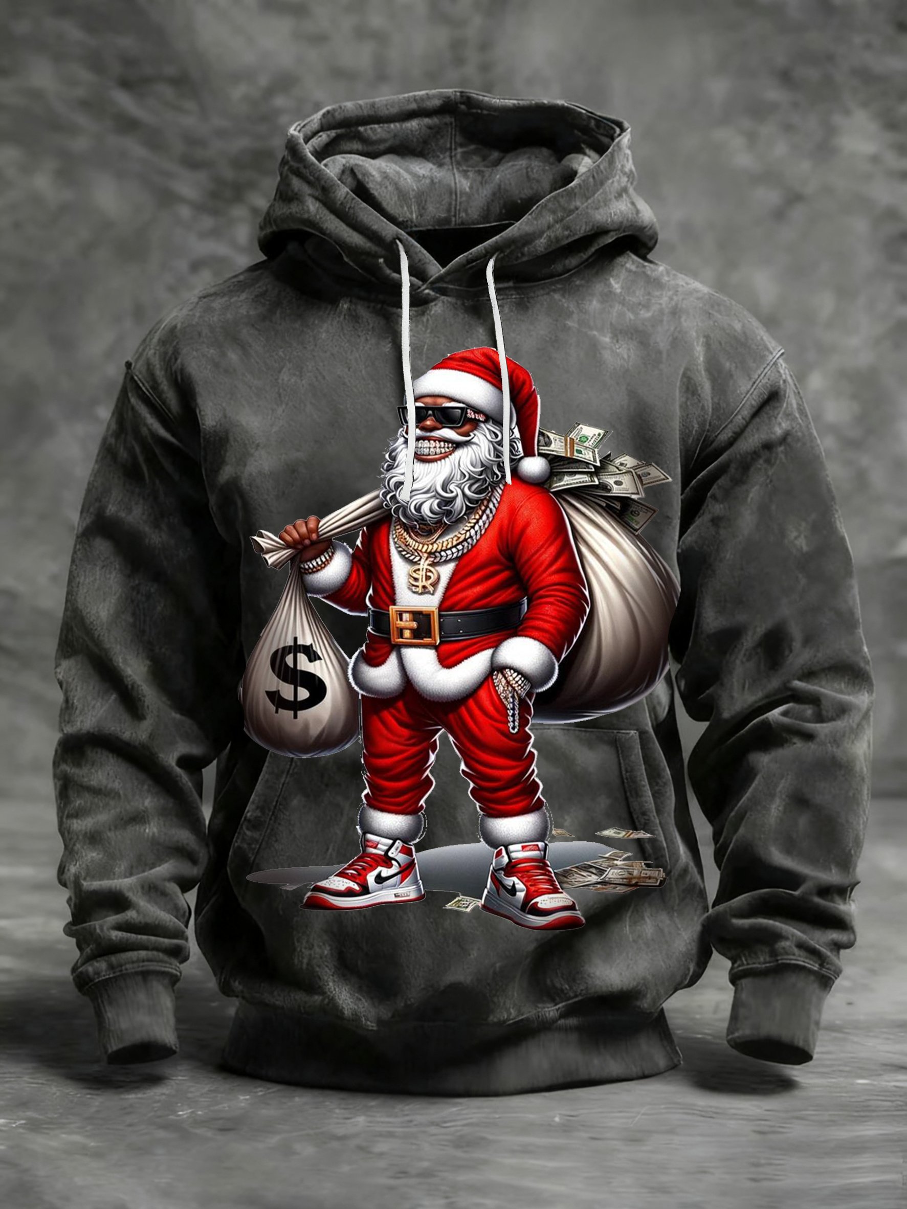 Sudadera African American Christmas estampado cuello redondo Hooded para hombre