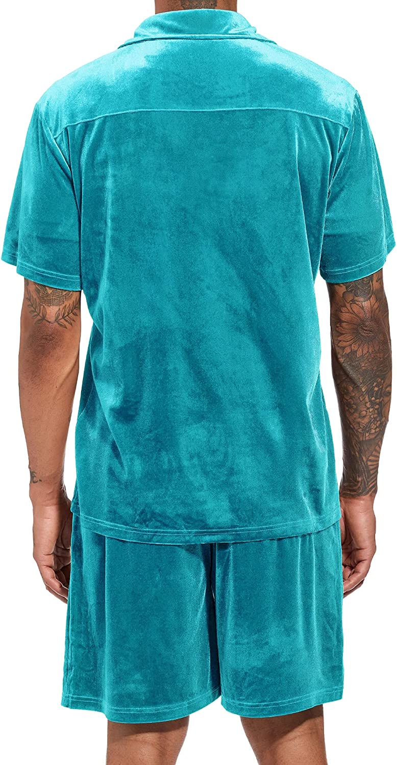Camisa Black Velour de manga corta & shorts Set para hombre
