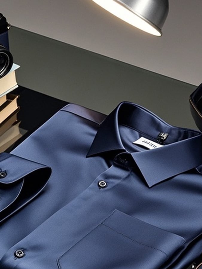 Camisa degradado solapa de manga larga para hombre