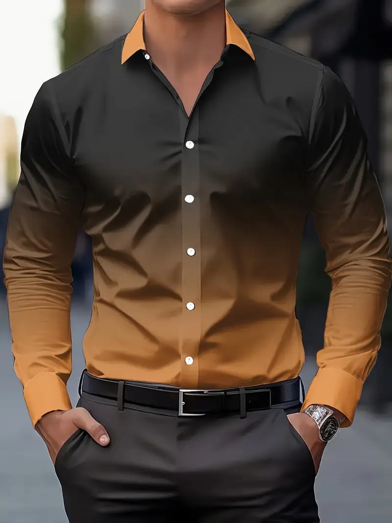 Camisa Street Style ejecutivo casual estampado de manga larga para hombre