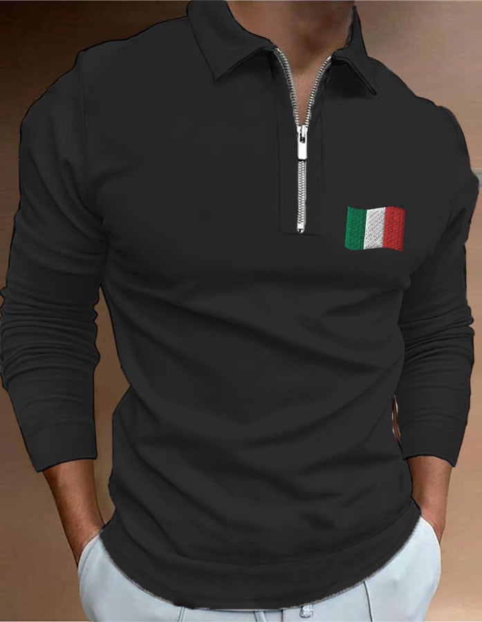 Camisa polo "Italy" estampado con cierre para hombre