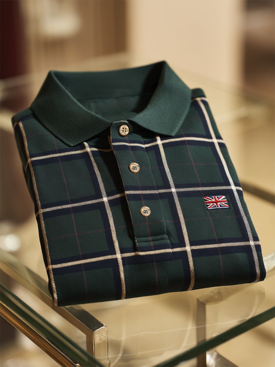 Camisa polo ejecutivo casual Union Jack Button de manga corta para hombre