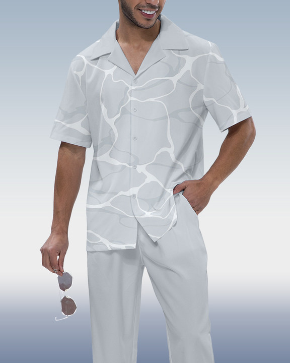 Camisa Rianmond Ombre estampado de manga corta Walking Set 377 para hombre