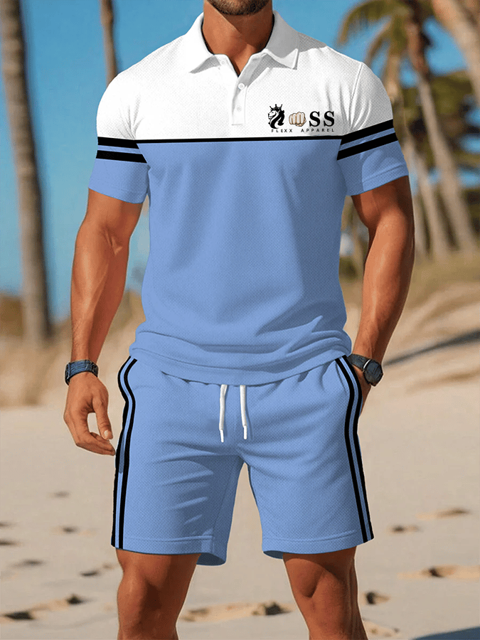 Camisa polo retro Letter Design casual ejecutivo de manga corta Suit para hombre