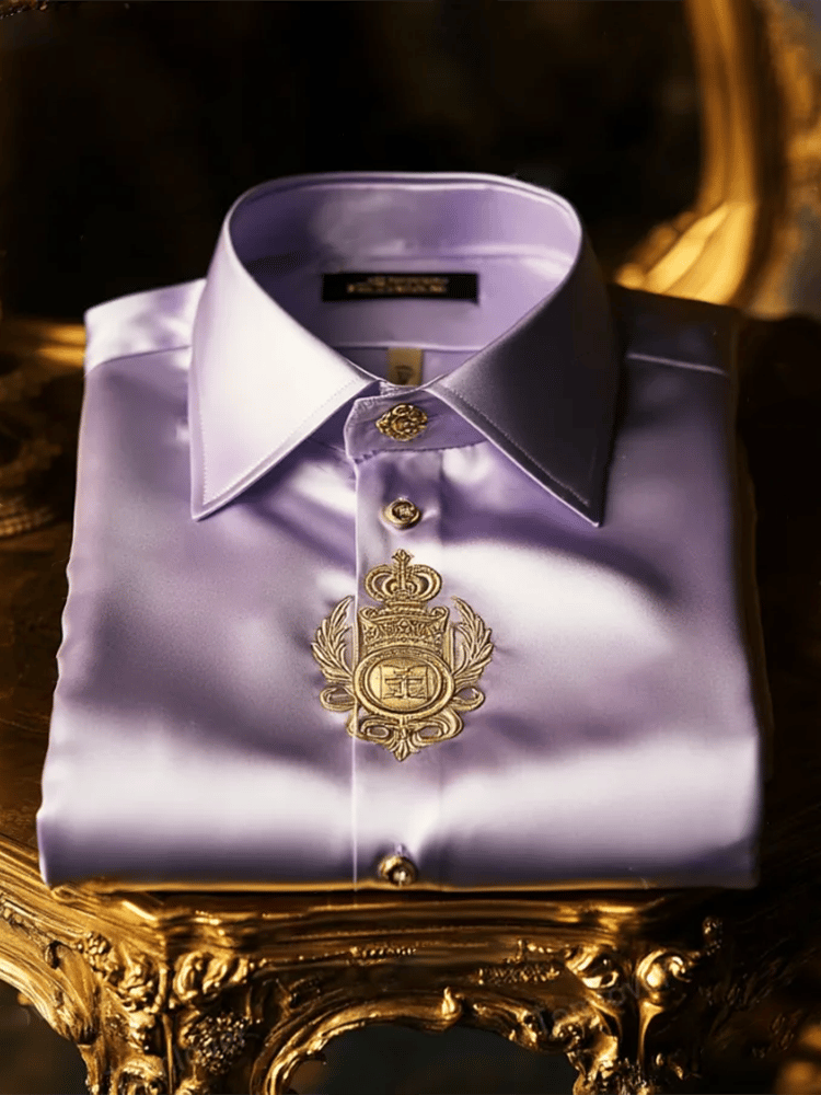 Camisa satén Luxe de manga larga con botones para hombre