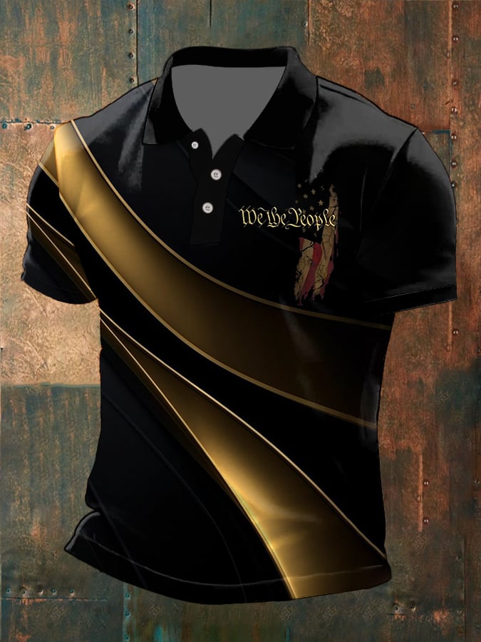 Camisa polo vintage Flag We The People estampado para hombre