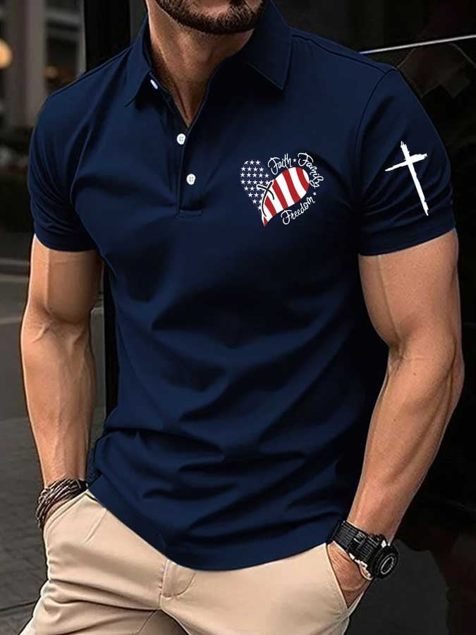 Camisa polo Faith American flag estampado para hombre