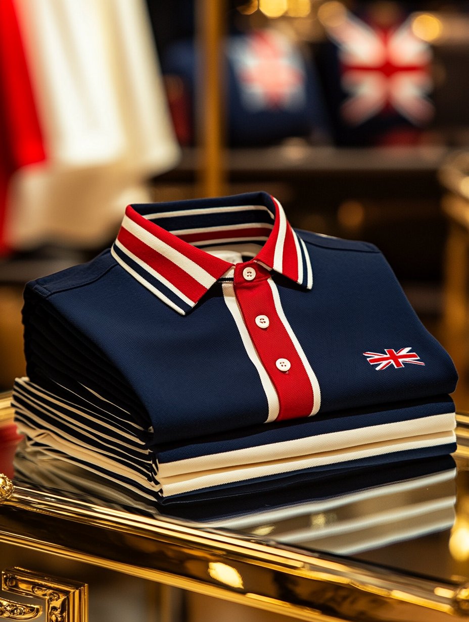para hombre ejecutivo Union Jack casual Button de manga corta camisa polo