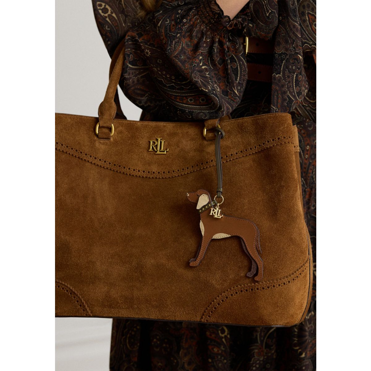 Suede-Trim Leather Vizsla Charm - 4
