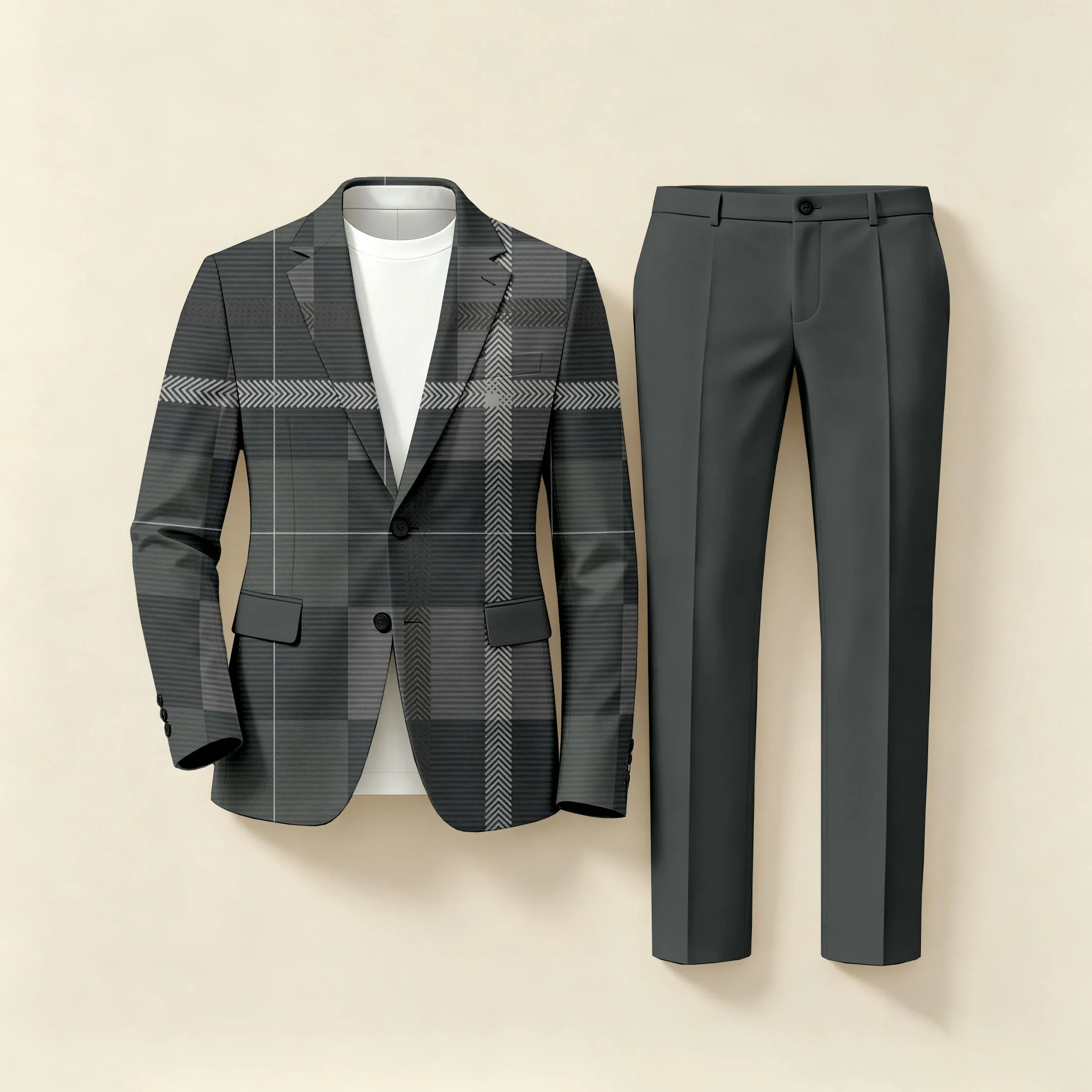 para hombre ejecutivo a rayas Print de manga larga camisa and pantalón Two-Piece Suit