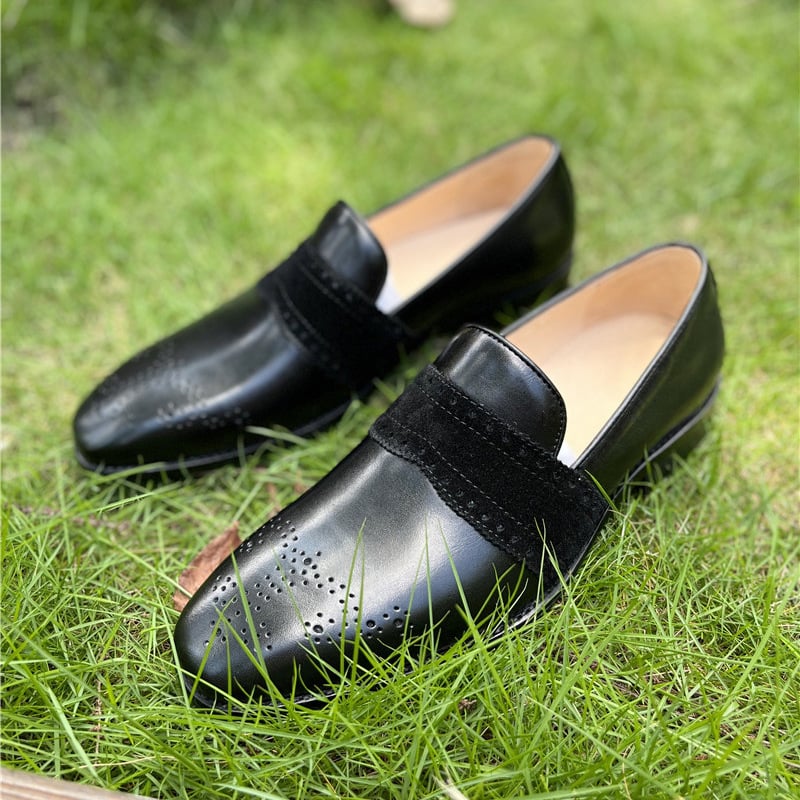 Zapatos ejecutivo casual Patchpara trabajo Flat Bottom Top Layer Cowhide cuero para hombre