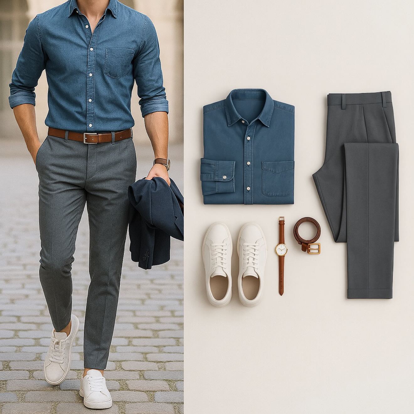 Conjunto de dos piezas ejecutivo casual camisa And Trousers para hombre