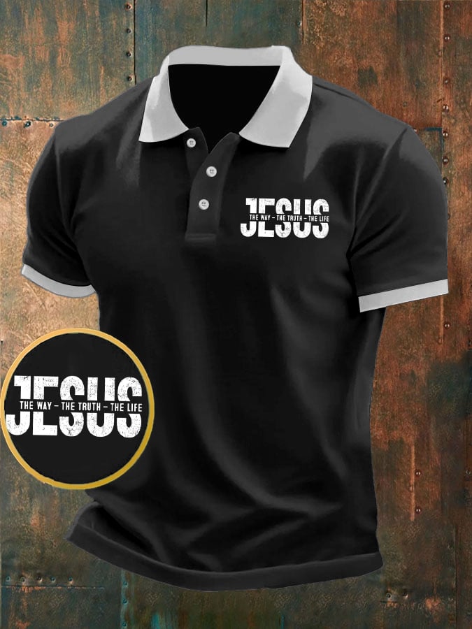 Camisa polo Jesus The Way The Truth The Life estampado casual para hombre