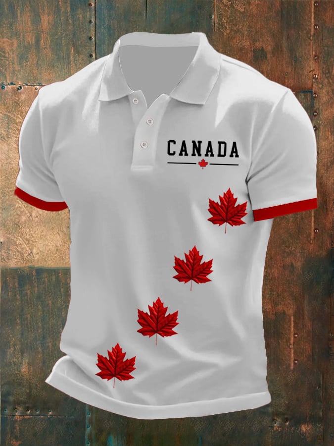 Camisa polo Canadian Maple Leaf estampado para hombre