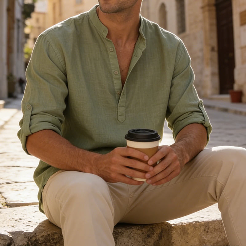 Camisa Coastal de lino para hombre
