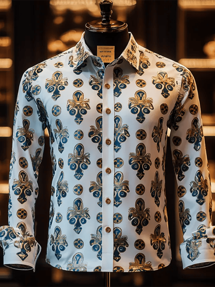 Camisa satén Luxe de manga larga con botones para hombre